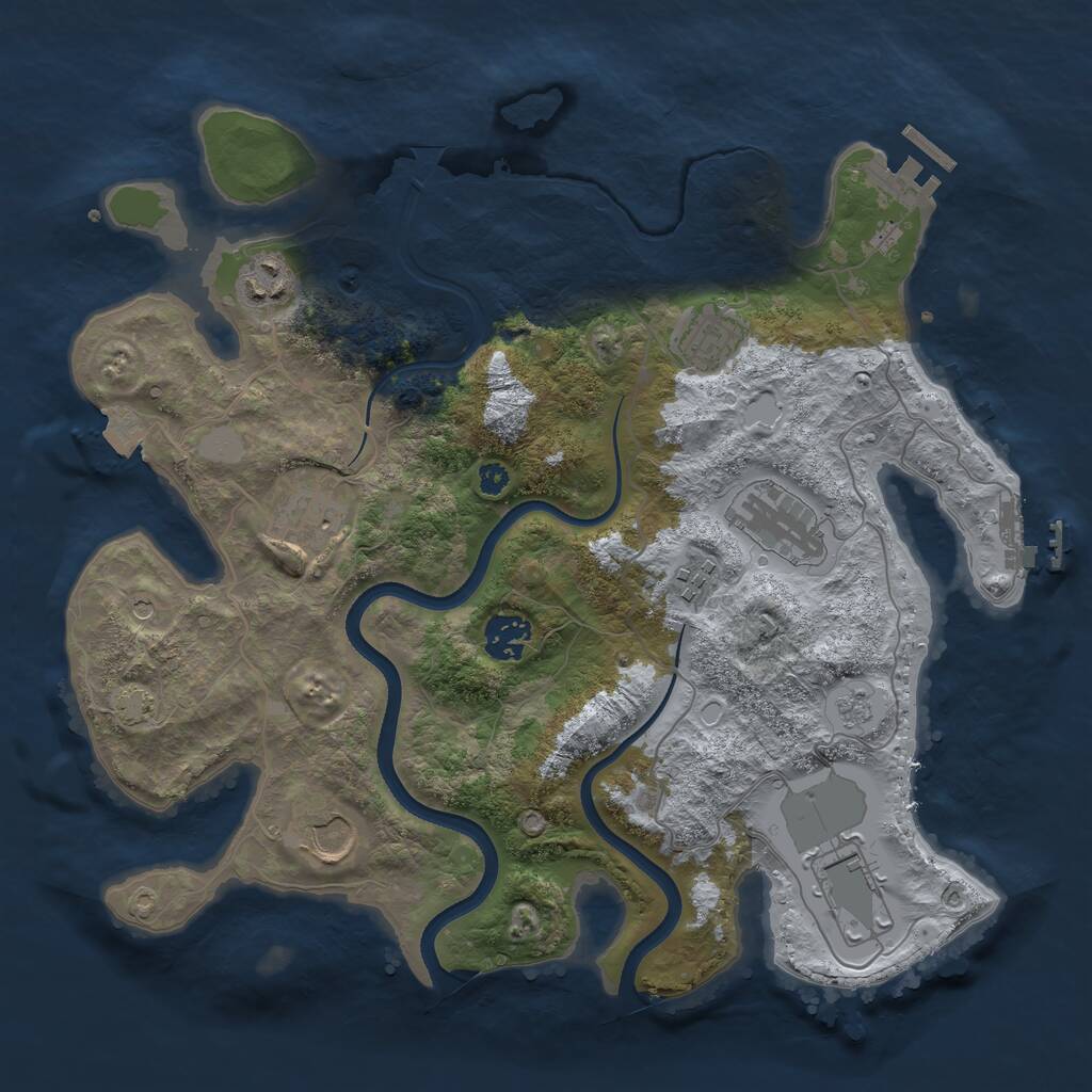 Rust Map: Procedural Map, Size: 3500, Seed: 872579595, 14 Monuments