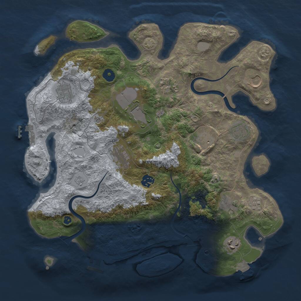 Rust Map: Procedural Map, Size: 3700, Seed: 1013583542, 17 Monuments