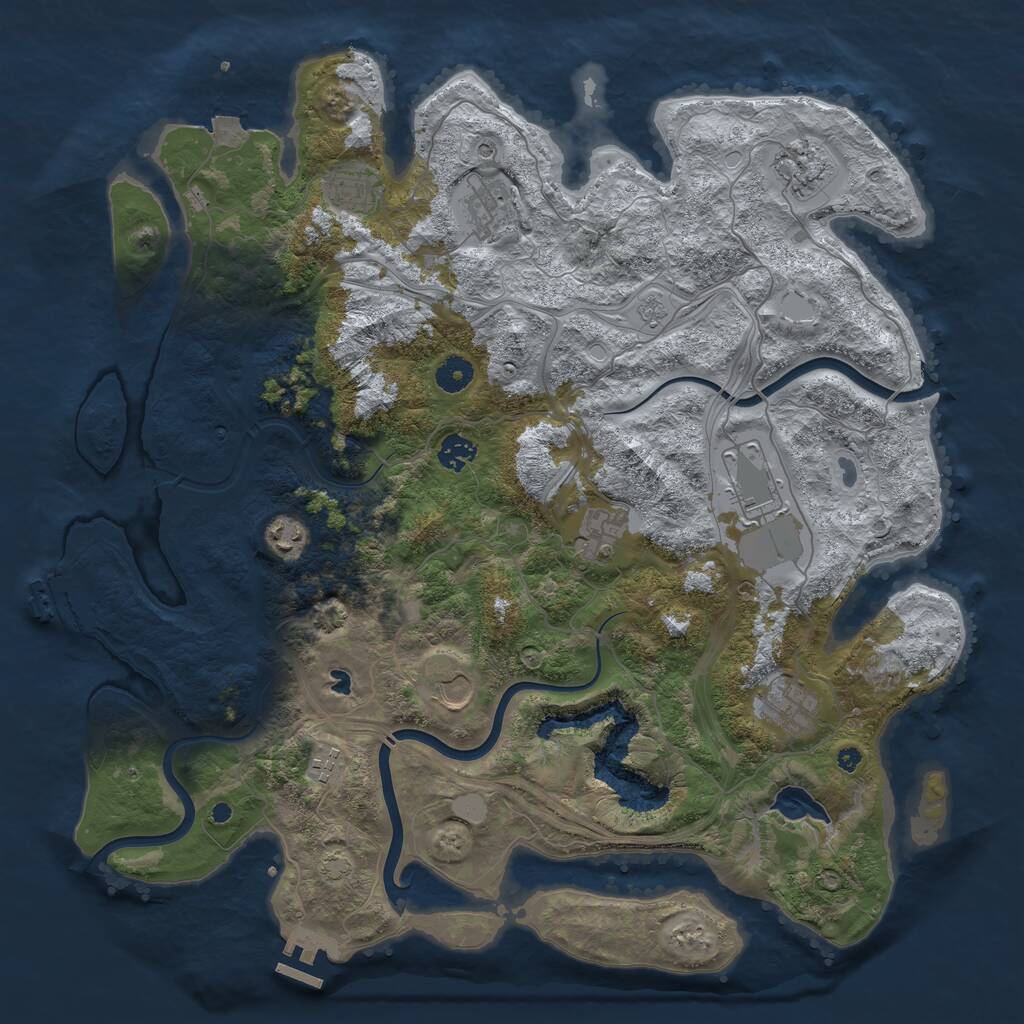 Rust Map: Procedural Map, Size: 4250, Seed: 641279681, 16 Monuments