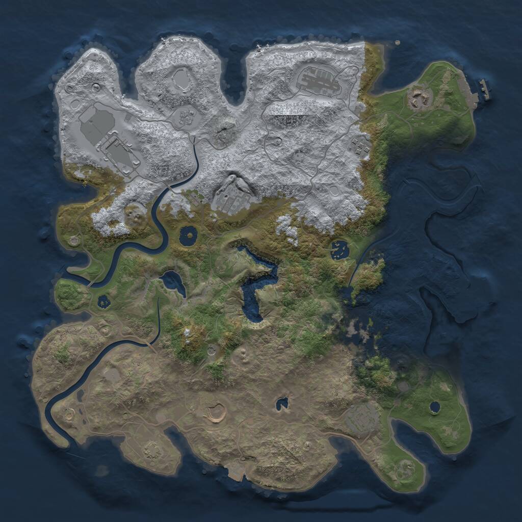 Rust Map: Procedural Map, Size: 4000, Seed: 1077523452, 15 Monuments