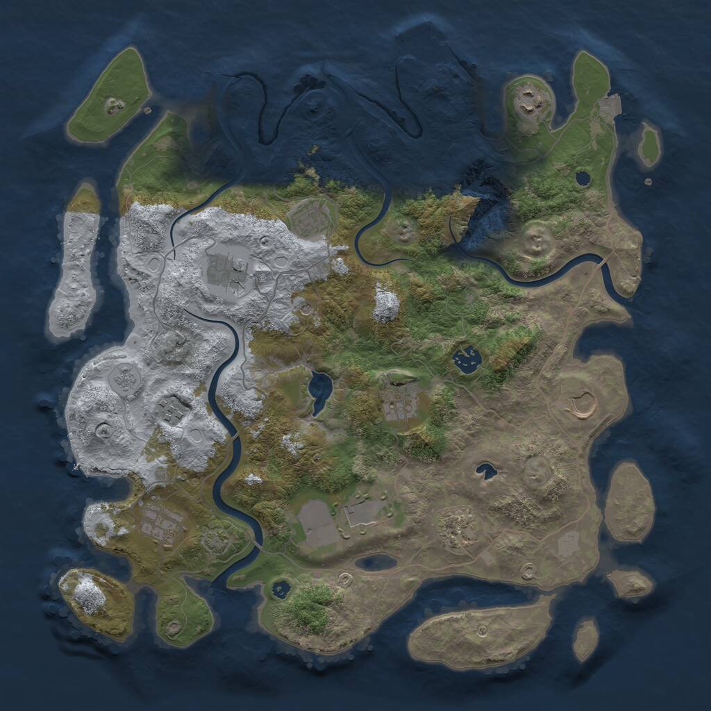 Rust Map: Procedural Map, Size: 4000, Seed: 1850422238, 15 Monuments