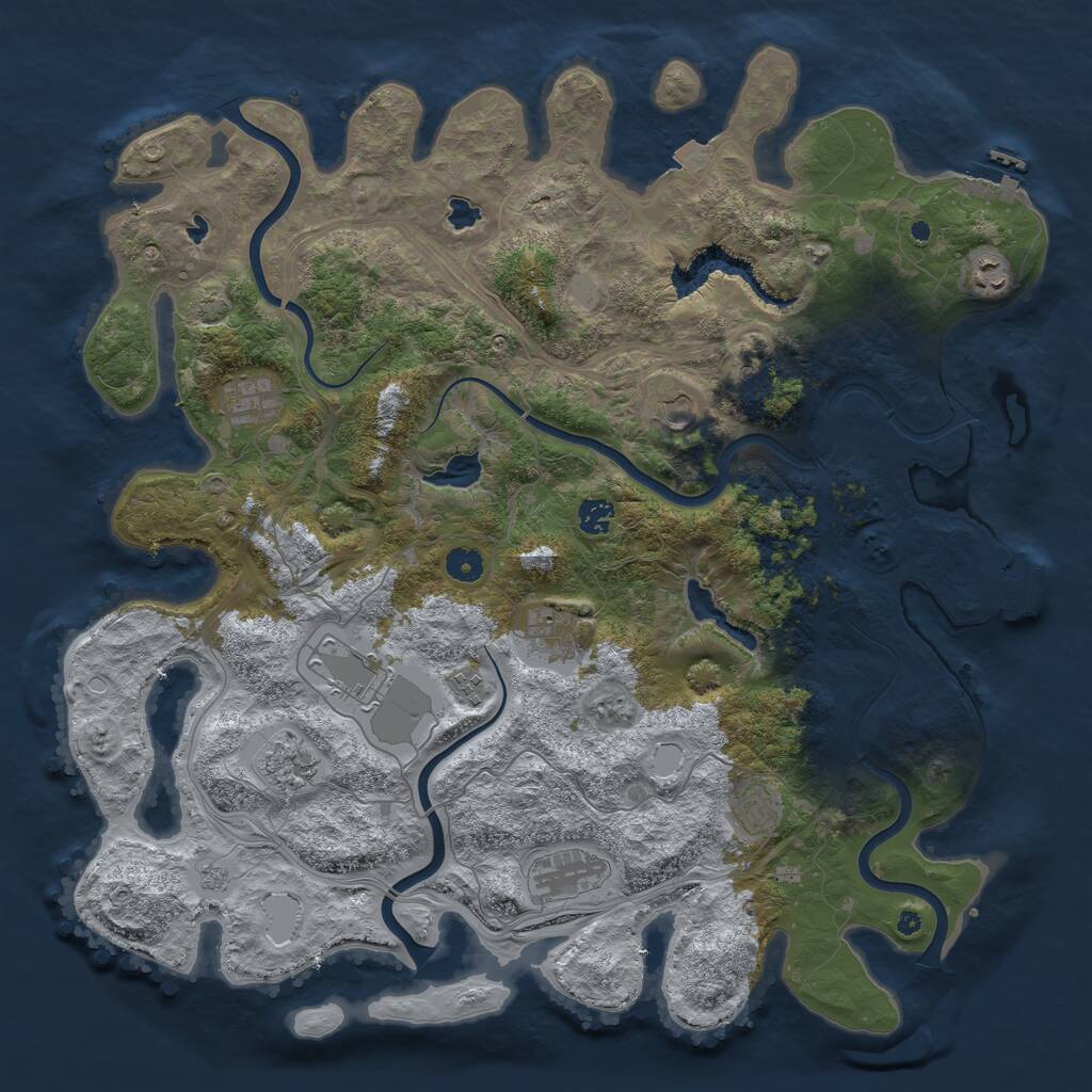 Rust Map: Procedural Map, Size: 4500, Seed: 73882431, 16 Monuments