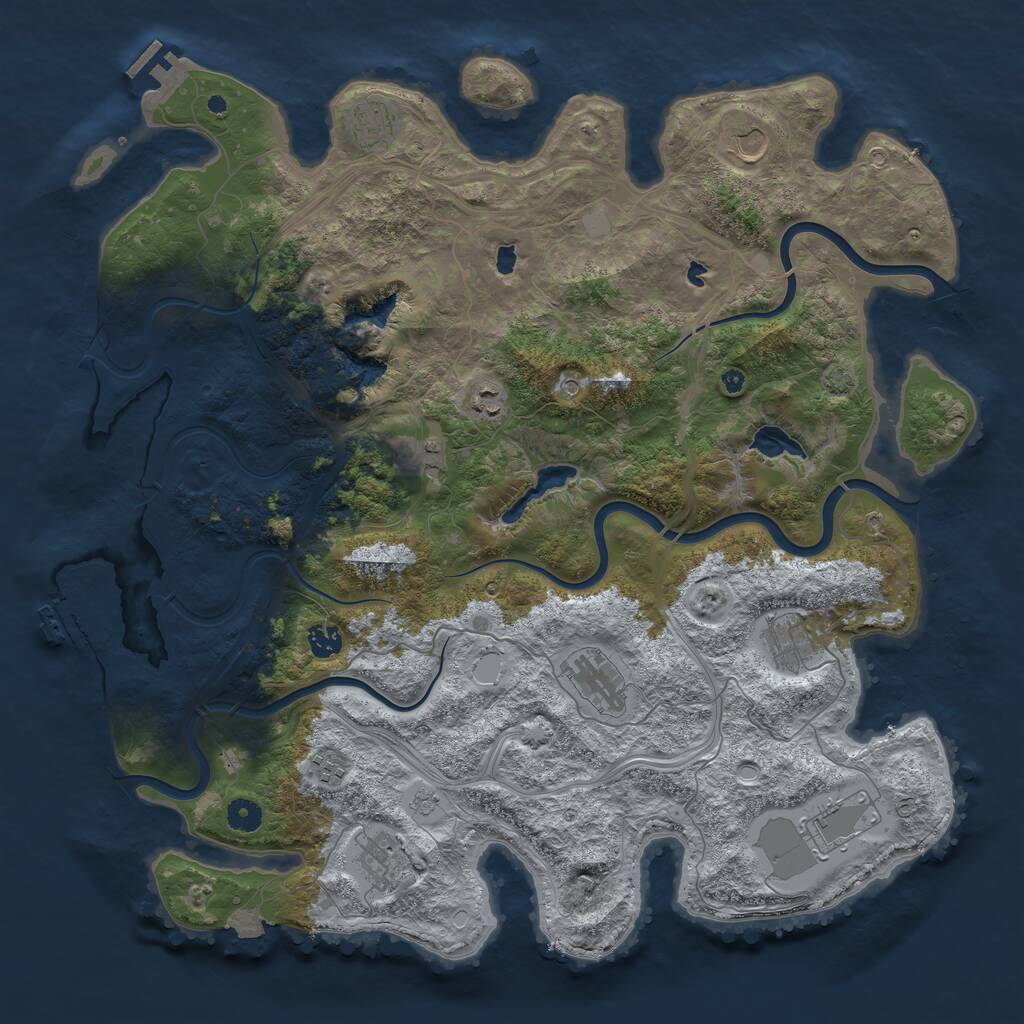 Rust Map: Procedural Map, Size: 4500, Seed: 654352, 16 Monuments