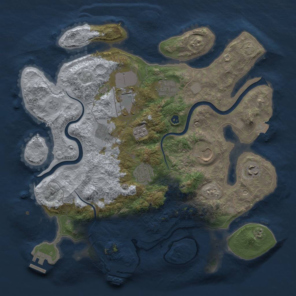Rust Map: Procedural Map, Size: 3500, Seed: 343769794, 13 Monuments