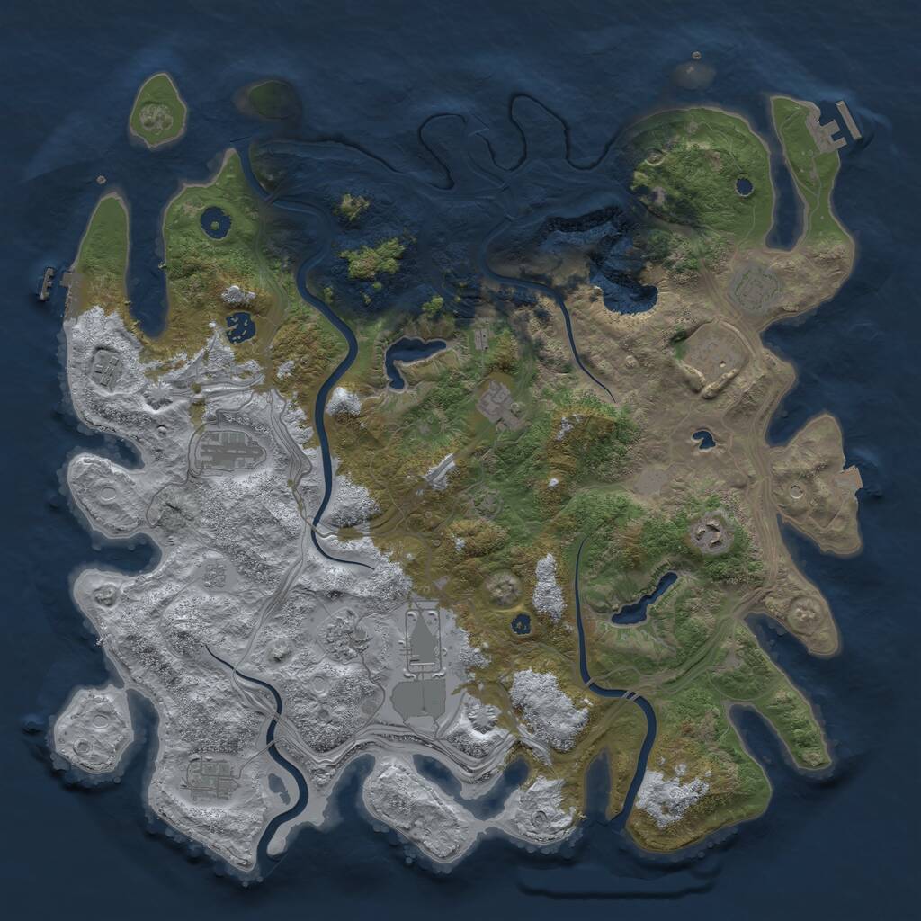 Rust Map: Procedural Map, Size: 4500, Seed: 32565454, 16 Monuments