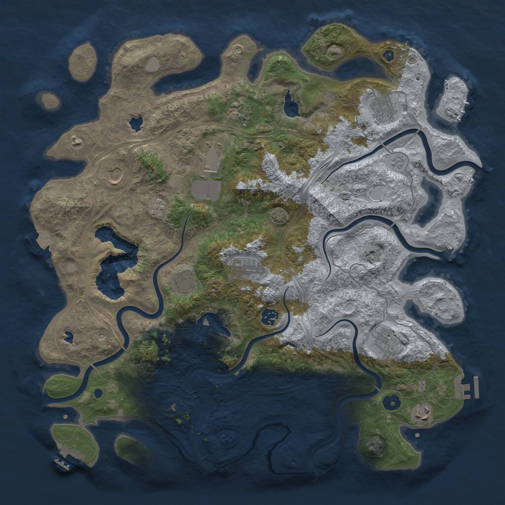 Rust Map: Procedural Map, Size: 4500, Seed: 1355447636, 16 Monuments