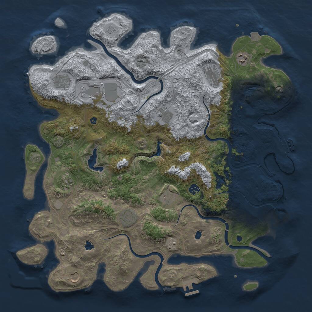 Rust Map: Procedural Map, Size: 4500, Seed: 693322613, 17 Monuments