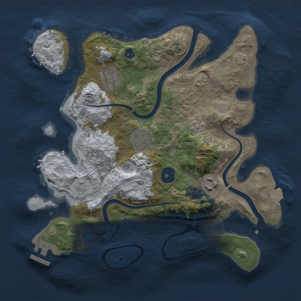 Rust Map: Procedural Map, Size: 3000, Seed: 182472512, 9 Monuments