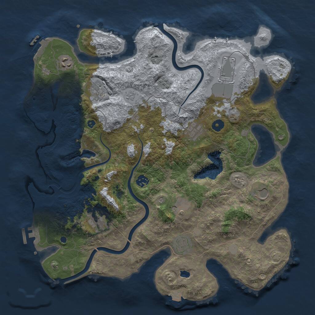 Rust Map: Procedural Map, Size: 4000, Seed: 704128, 16 Monuments