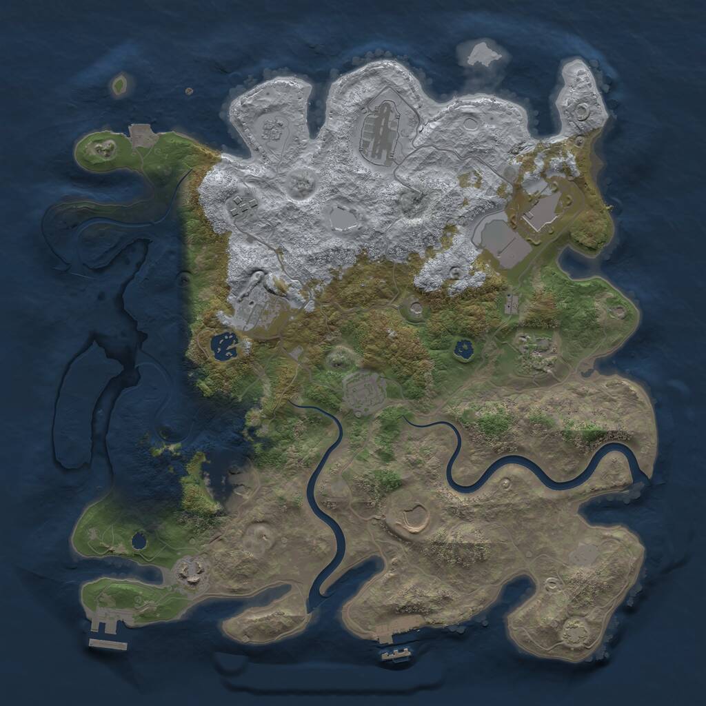 Rust Map: Procedural Map, Size: 3750, Seed: 546948696, 16 Monuments