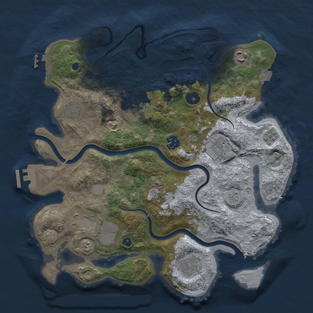Rust Map: Procedural Map, Size: 3500, Seed: 1034330501, 15 Monuments