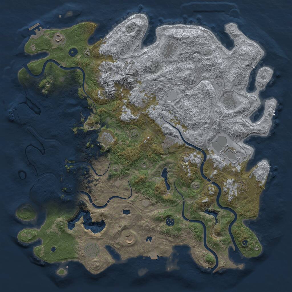 Rust Map: Procedural Map, Size: 5000, Seed: 2106862128, 17 Monuments