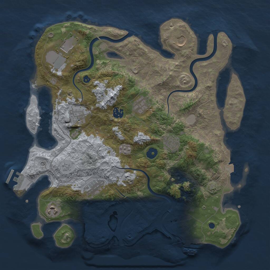 Rust Map: Procedural Map, Size: 3700, Seed: 32651465, 15 Monuments