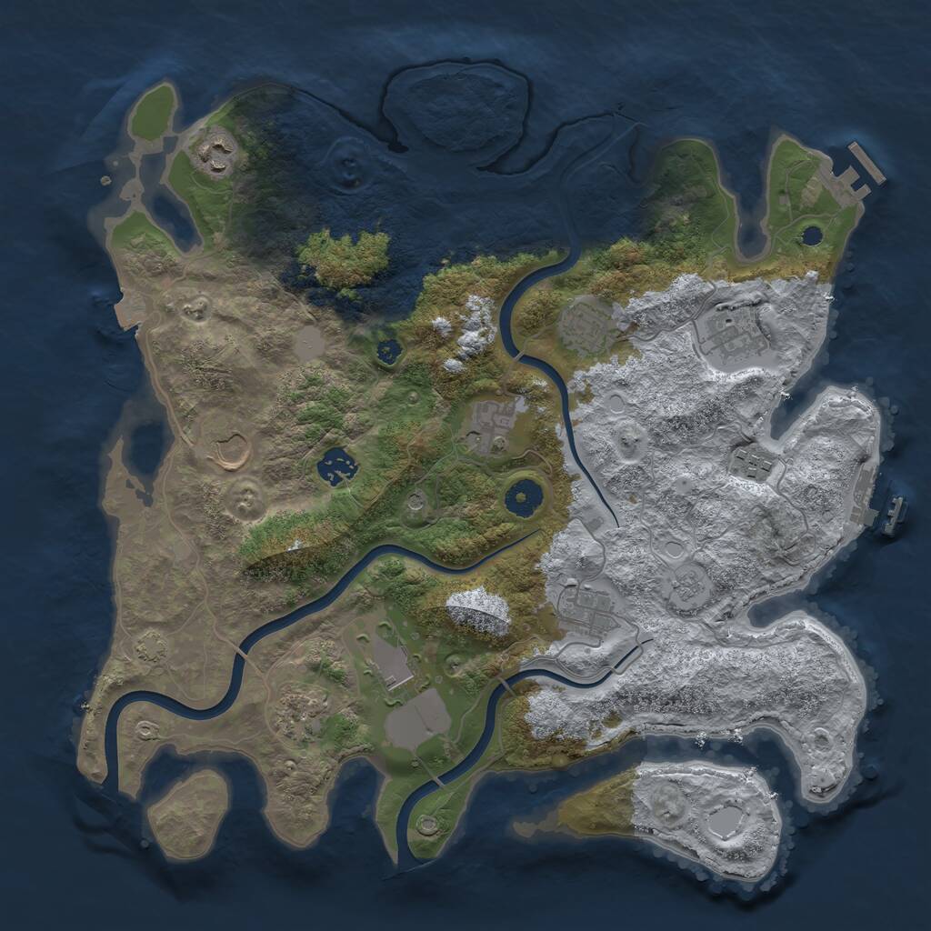 Rust Map: Procedural Map, Size: 3800, Seed: 481982, 16 Monuments