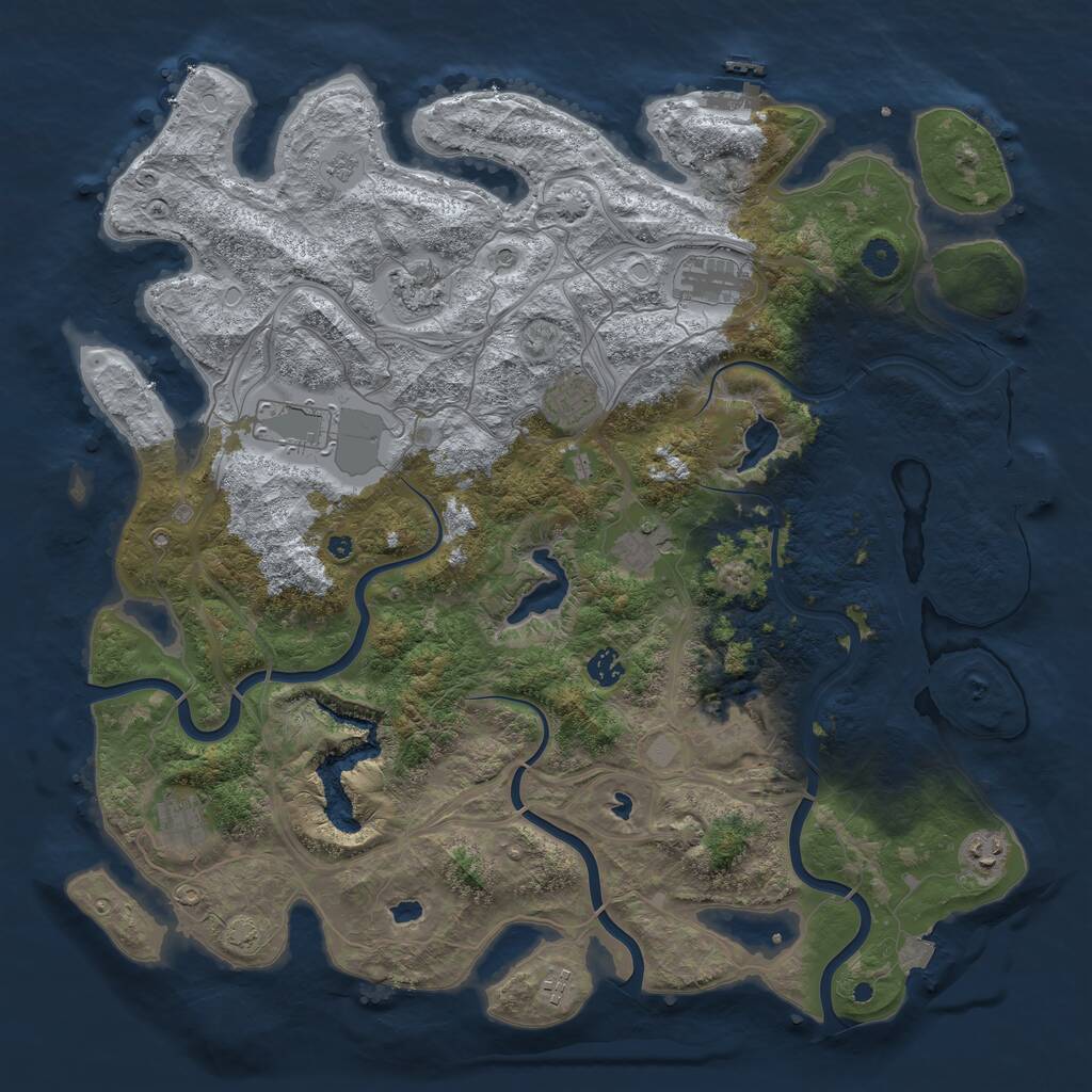 Rust Map: Procedural Map, Size: 4500, Seed: 58292, 16 Monuments
