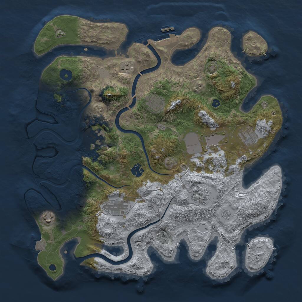 Rust Map: Procedural Map, Size: 3700, Seed: 974226430, 14 Monuments
