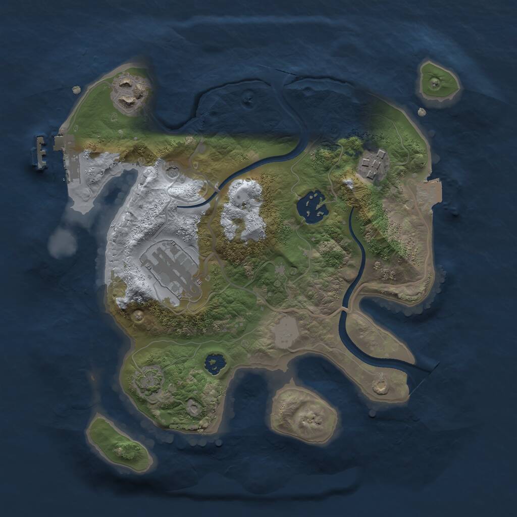 Rust Map: Procedural Map, Size: 2500, Seed: 2374, 8 Monuments