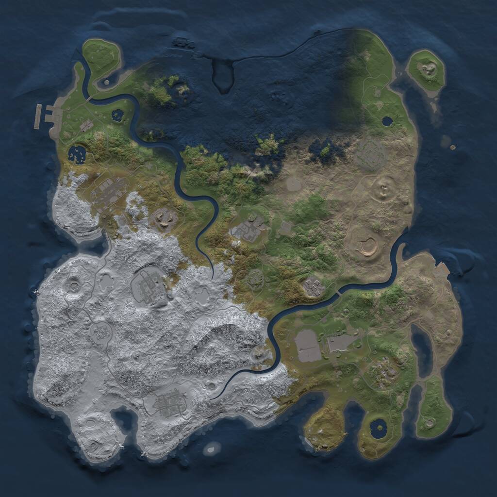 Rust Map: Procedural Map, Size: 3980, Seed: 7807087, 17 Monuments