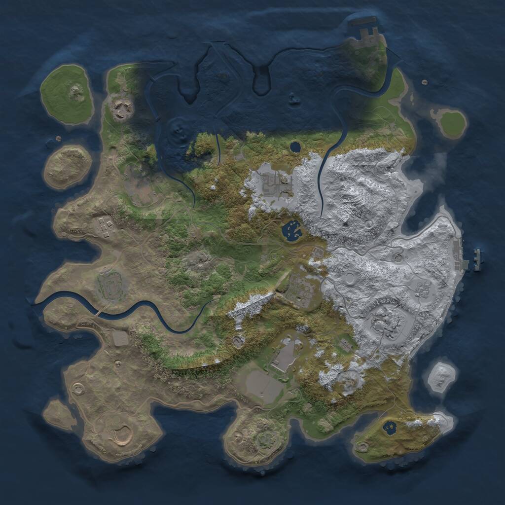 Rust Map: Procedural Map, Size: 3750, Seed: 1116644402, 16 Monuments