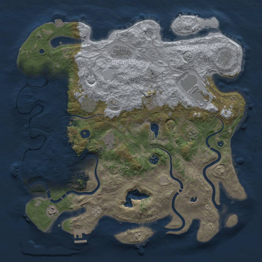 Rust Map: Procedural Map, Size: 4250, Seed: 503412150, 16 Monuments