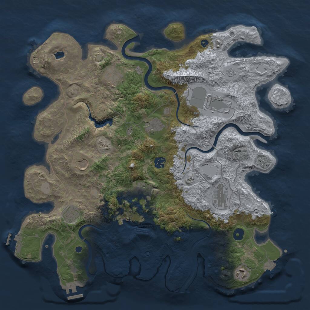 Rust Map: Procedural Map, Size: 4000, Seed: 60002, 16 Monuments