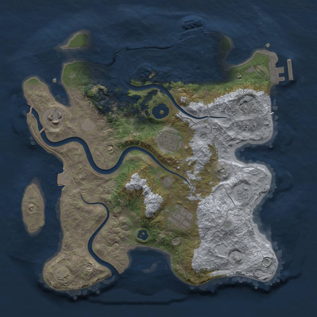 Rust Map: Procedural Map, Size: 3000, Seed: 352770866, 9 Monuments