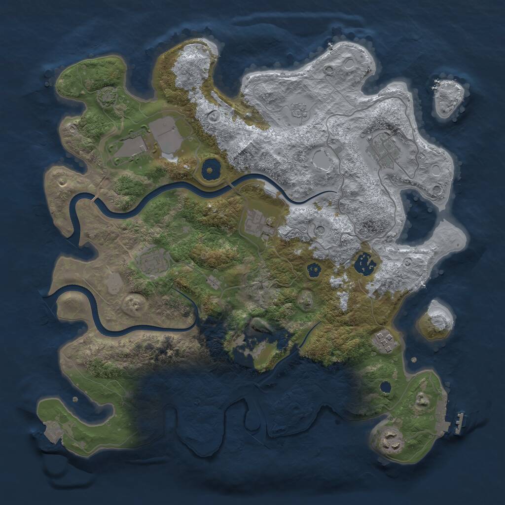 Rust Map: Procedural Map, Size: 3600, Seed: 739800, 13 Monuments