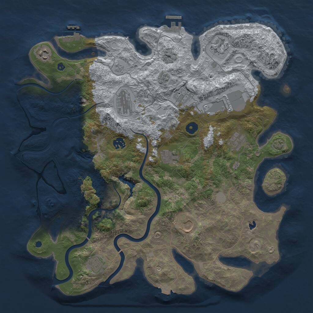 Rust Map: Procedural Map, Size: 4000, Seed: 355221741, 17 Monuments