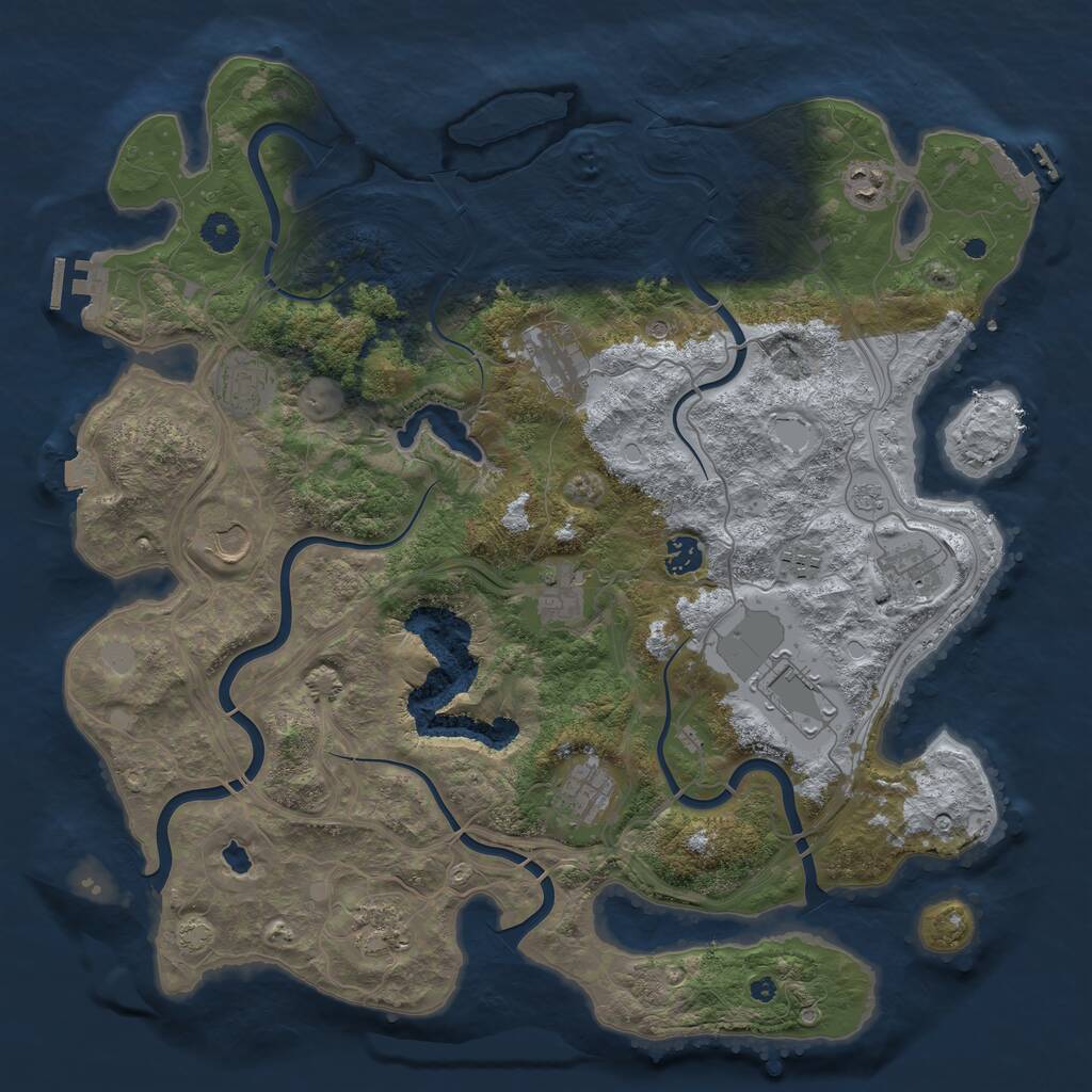 Rust Map: Procedural Map, Size: 4250, Seed: 1289664611, 17 Monuments