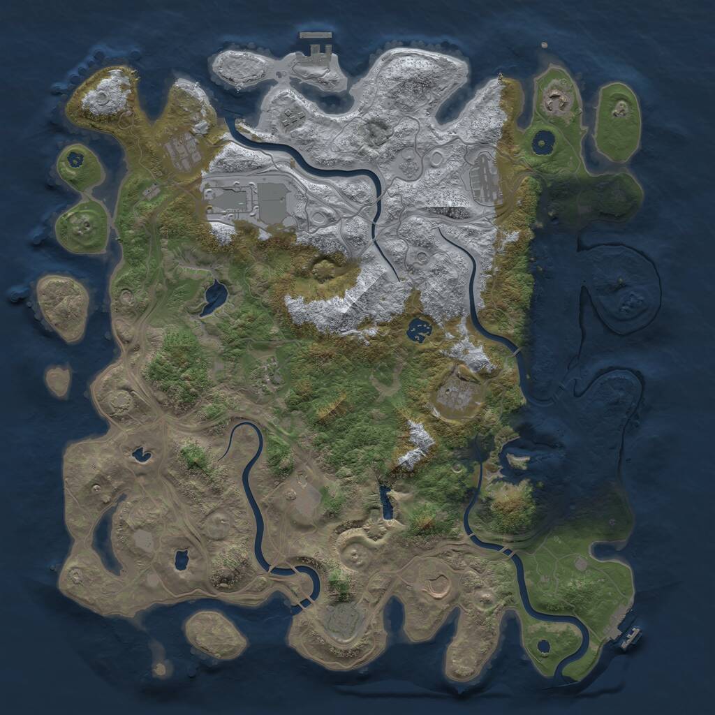 Rust Map: Procedural Map, Size: 4500, Seed: 531684005, 17 Monuments