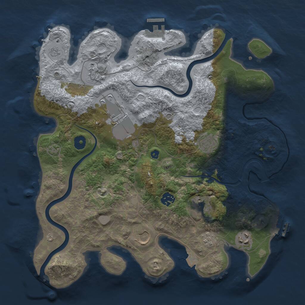 Rust Map: Procedural Map, Size: 3500, Seed: 1743305072, 14 Monuments