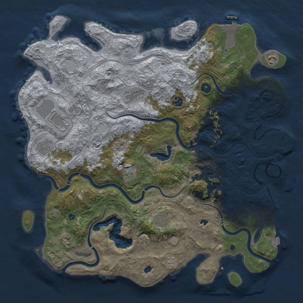Rust Map: Procedural Map, Size: 4500, Seed: 1847293651, 15 Monuments