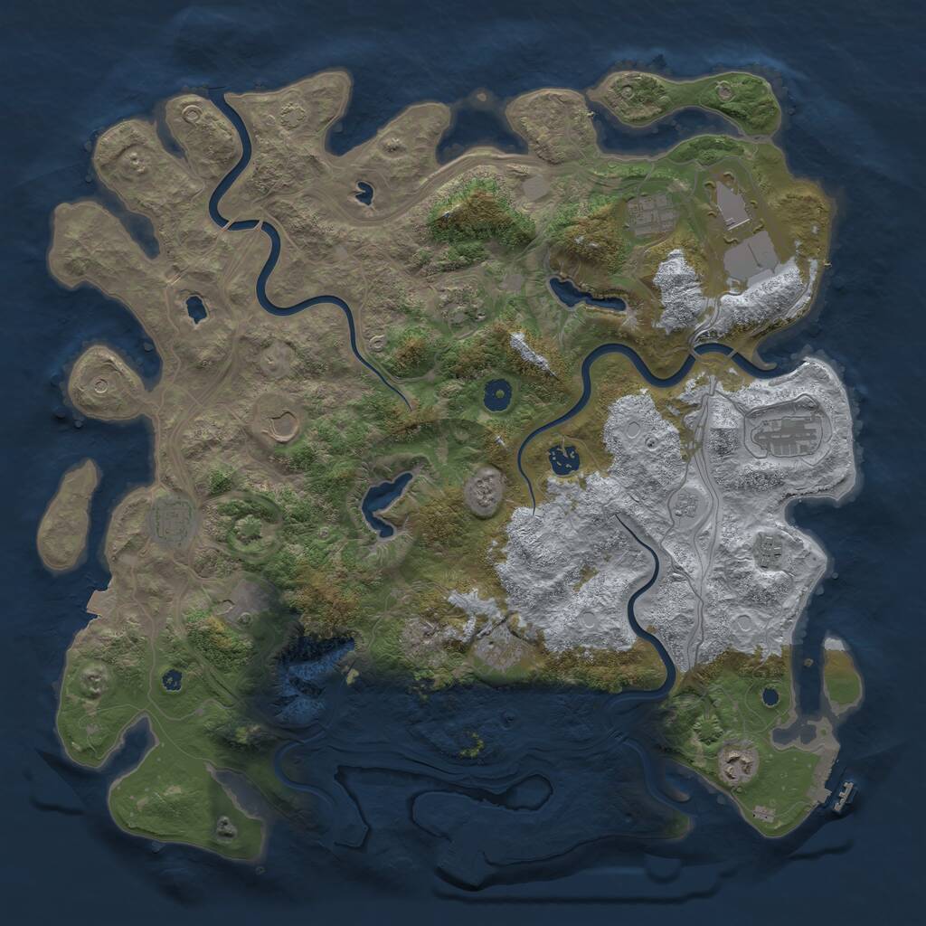 Rust Map: Procedural Map, Size: 4500, Seed: 366753260, 17 Monuments
