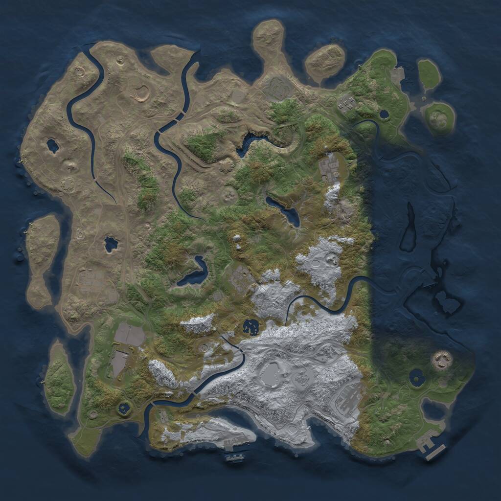 Rust Map: Procedural Map, Size: 4500, Seed: 799056267, 16 Monuments