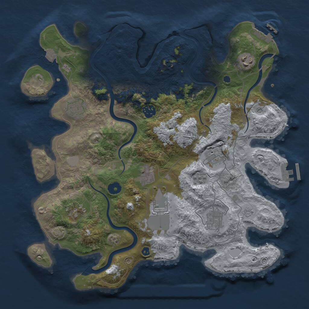 Rust Map: Procedural Map, Size: 3650, Seed: 1248279060, 15 Monuments