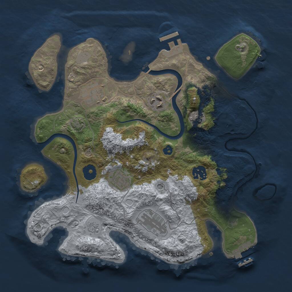 Rust Map: Procedural Map, Size: 3000, Seed: 893259993, 12 Monuments