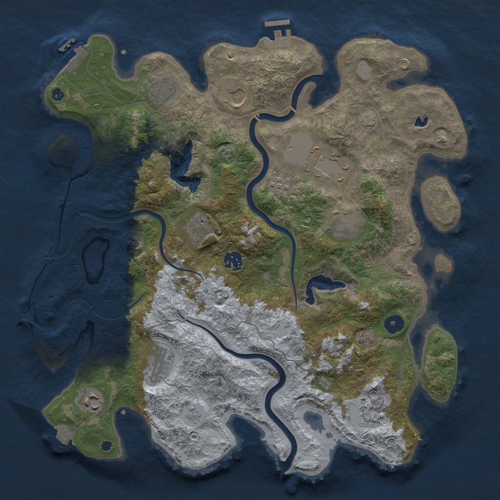 Rust Map: Procedural Map, Size: 4000, Seed: 4342, 16 Monuments