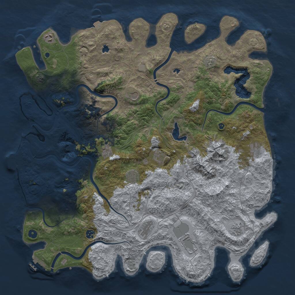 Rust Map: Procedural Map, Size: 5000, Seed: 353071564, 17 Monuments