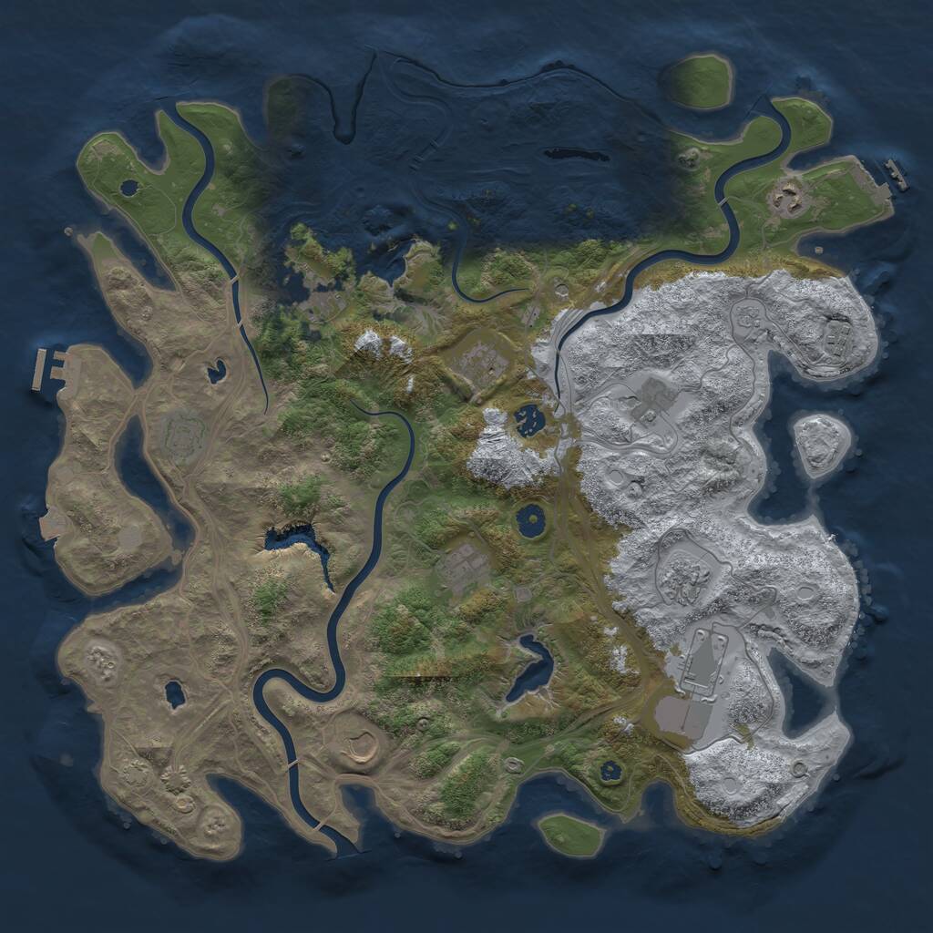 Rust Map: Procedural Map, Size: 4500, Seed: 693164665, 17 Monuments