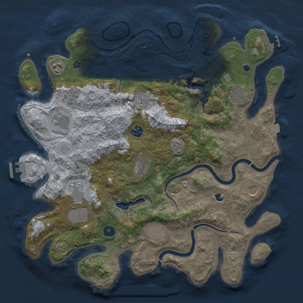 Rust Map: Procedural Map, Size: 4000, Seed: 702009707, 16 Monuments