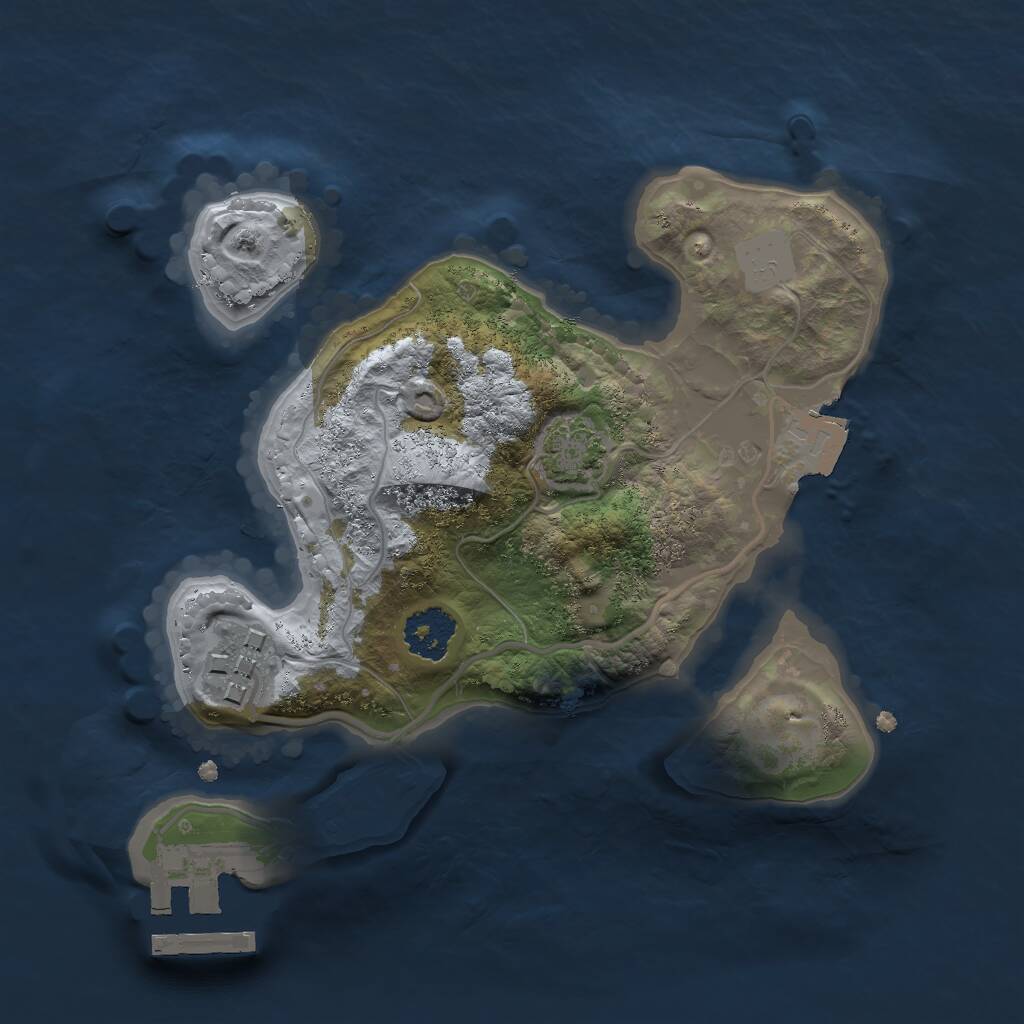Rust Map: Procedural Map, Size: 2000, Seed: 51281, 4 Monuments