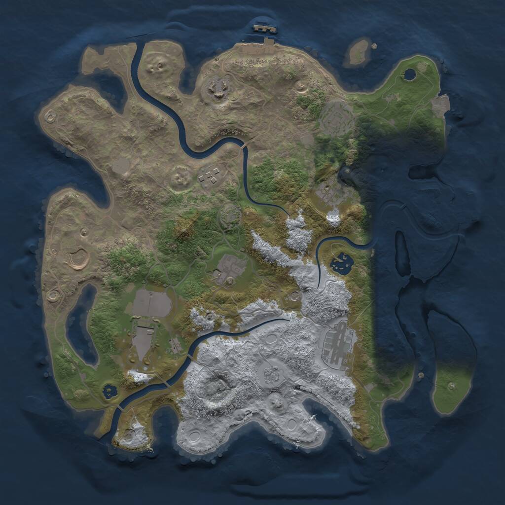 Rust Map: Procedural Map, Size: 3500, Seed: 1994038922, 15 Monuments