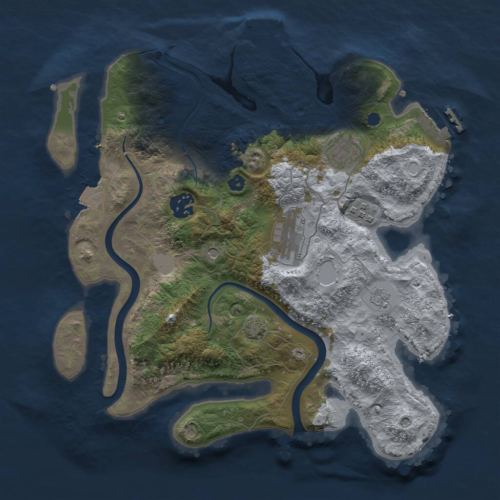 Rust Map: Procedural Map, Size: 3000, Seed: 5101644, 10 Monuments