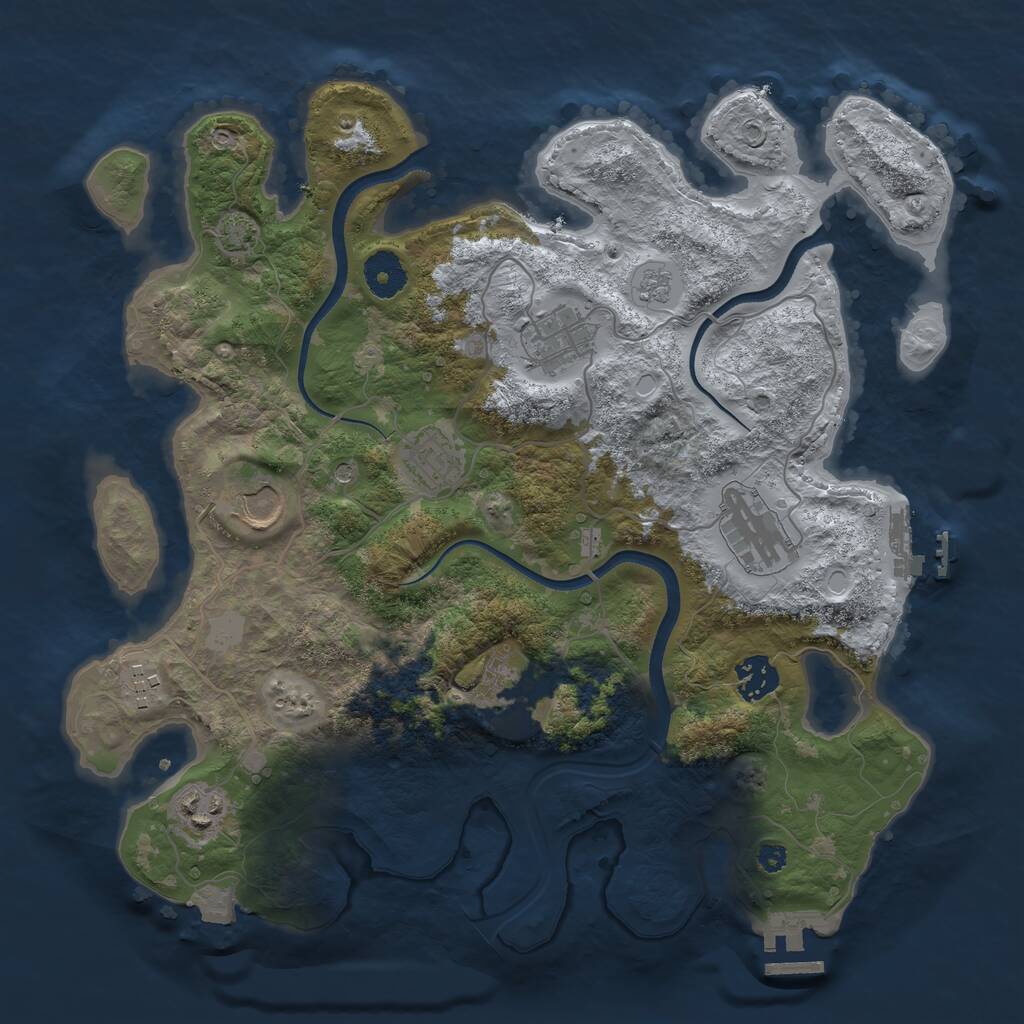 Rust Map: Procedural Map, Size: 3500, Seed: 2310789, 14 Monuments