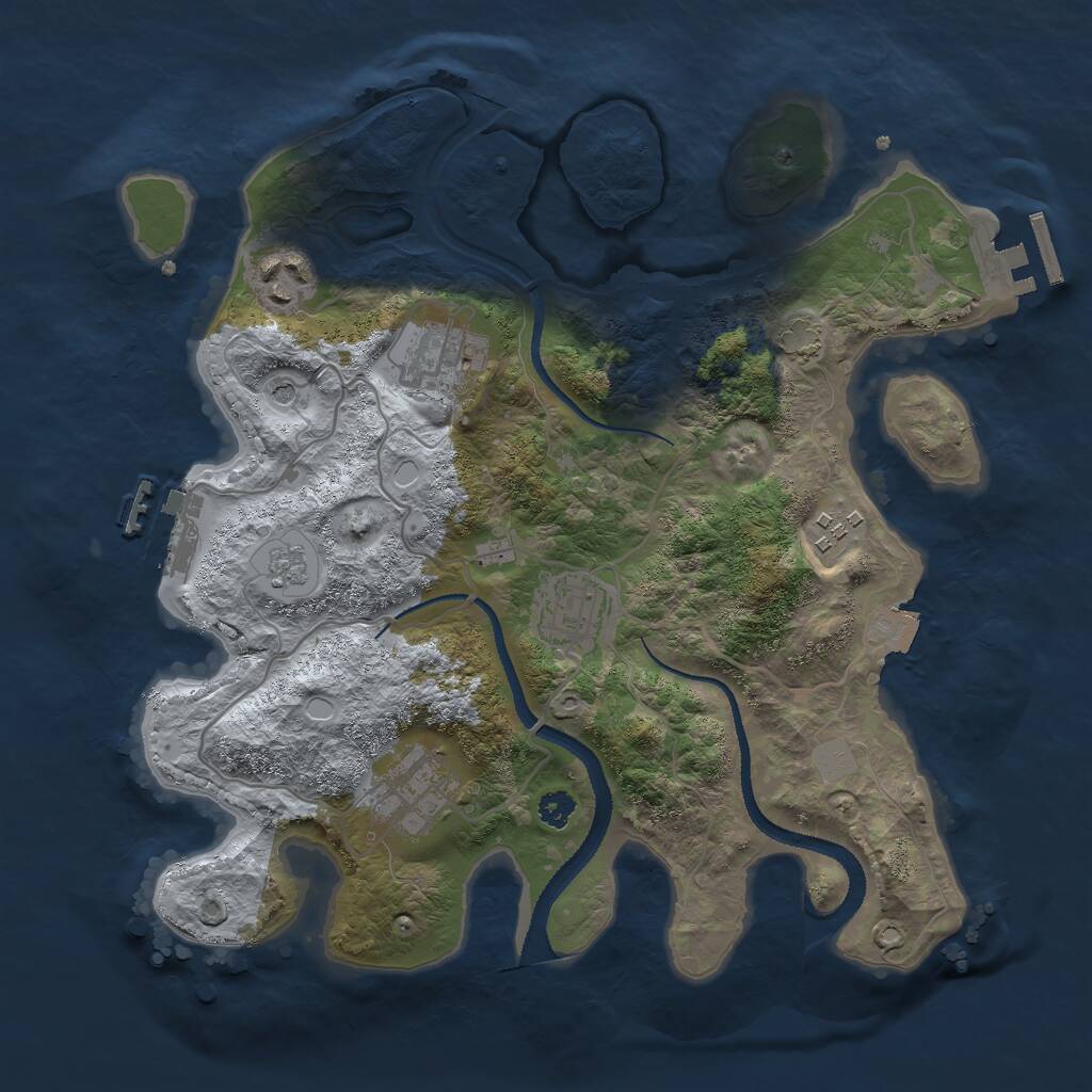 Rust Map: Procedural Map, Size: 3000, Seed: 1985696982, 11 Monuments