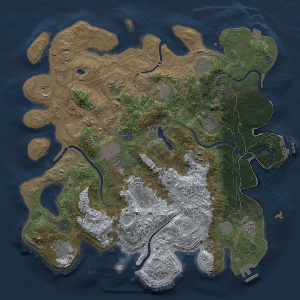 Rust Map: Procedural Map, Size: 4250, Seed: 1435302179, 19 Monuments