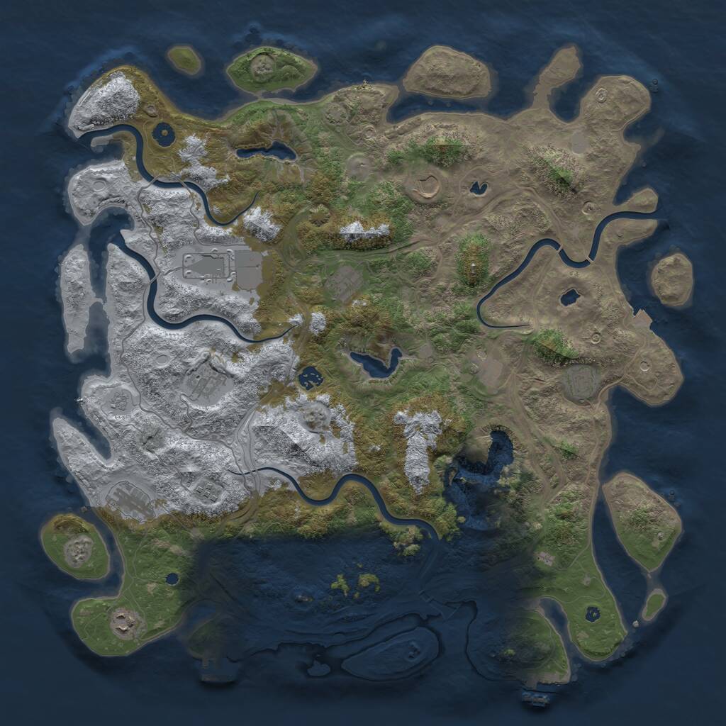 Rust Map: Procedural Map, Size: 4800, Seed: 480878233, 16 Monuments