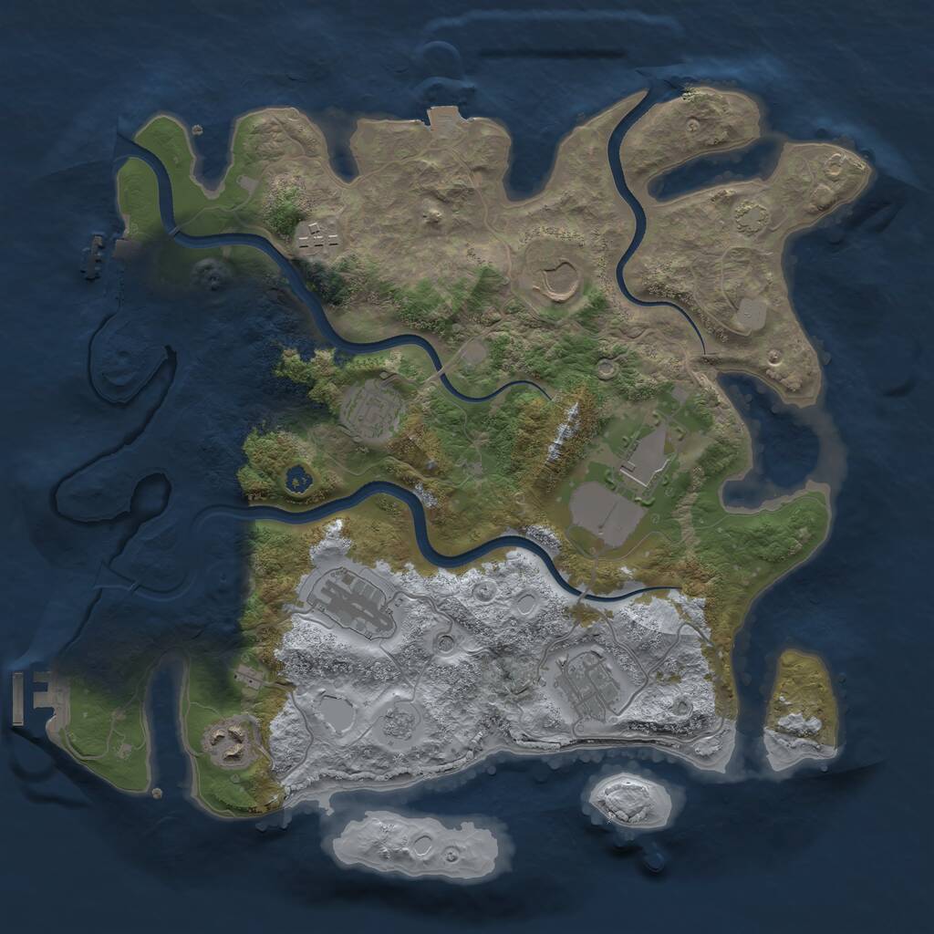 Rust Map: Procedural Map, Size: 3500, Seed: 49526, 13 Monuments