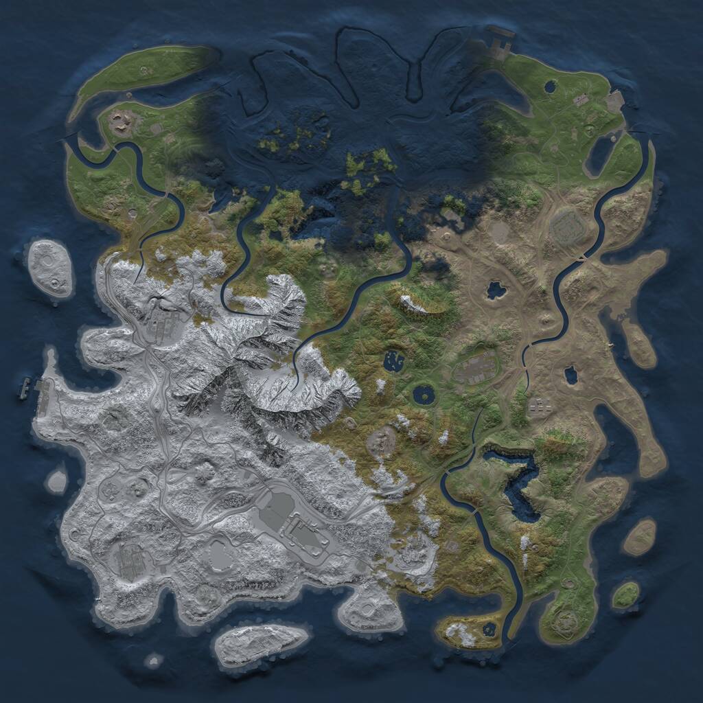 Rust Map: Procedural Map, Size: 5000, Seed: 32822438, 16 Monuments