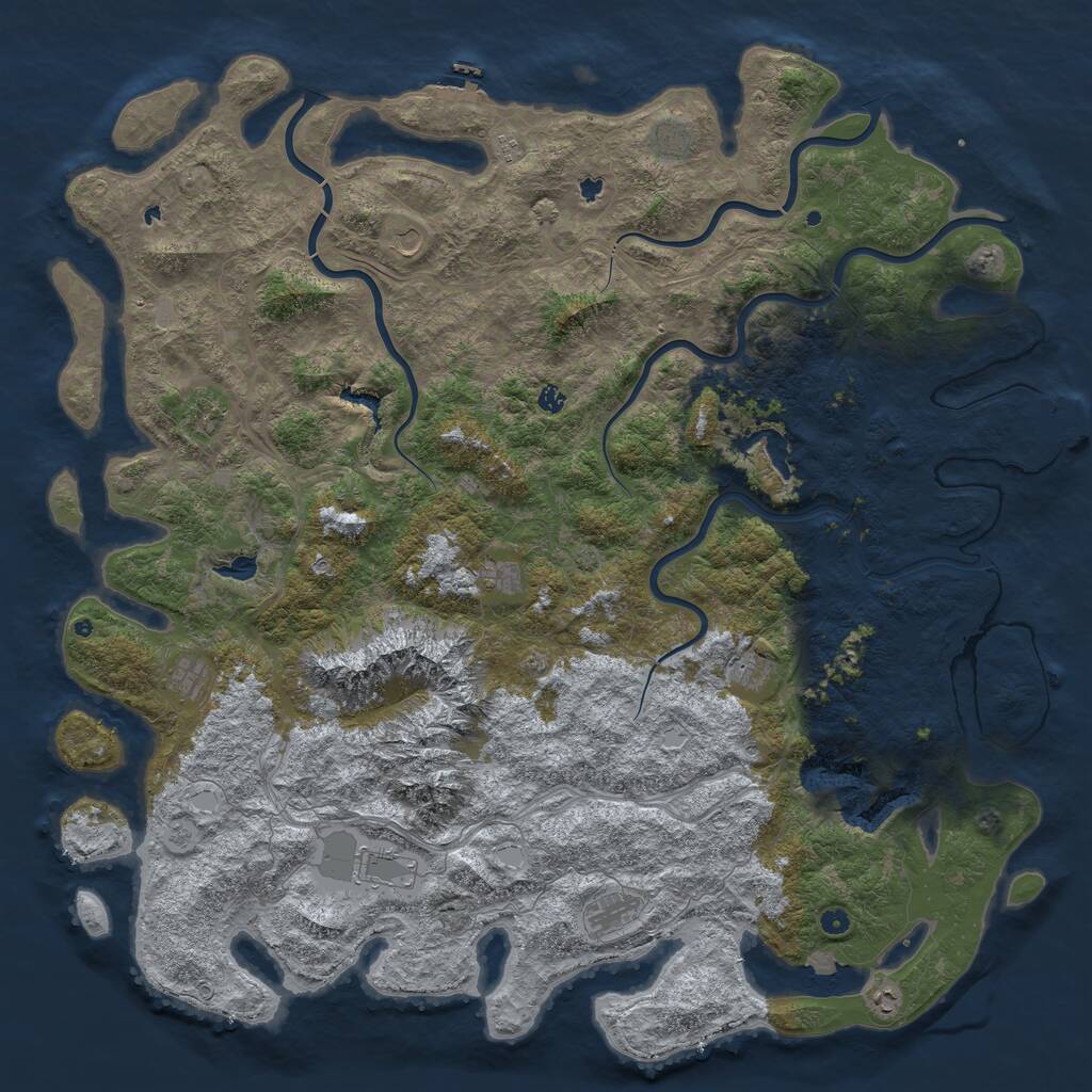 Rust Map: Procedural Map, Size: 6000, Seed: 1687142327, 17 Monuments